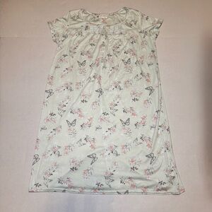 Laura Ashley Women’s Sz S Floral Butterfly Tunic Top-Mint Green Pink Blossoms